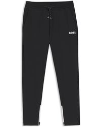 BOSS - Active Trainingsbroek Van Stretchgabardine Met Ritsen Aan De Zomen - Lyst