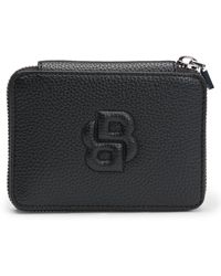 BOSS - Kleine Geldbörse Mit Genarbter Struktur, Reißverschluss Und Double-B-Monogramm - Lyst