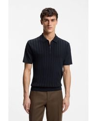 BOSS - Zip-Neck Polo Shirt - Lyst