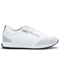 HUGO Running-inspired Trainers With Leather Trims - White