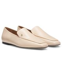 BOSS - Leather Loafers With Double B Monogram Trim - Lyst