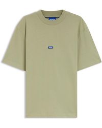 HUGO - T-Shirt Van Katoen Met Geribde Halsboord En Logopatch - Lyst