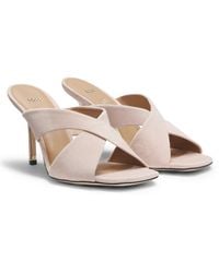 BOSS - Suede Sandals With Crossover Straps - Lyst