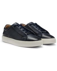 BOSS - Gary Leather Trainers With Hidden Laces - Lyst