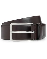 BOSS - Italian-made Leather Belt With Engraved-logo Buckle - Lyst