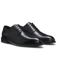 BOSS - Leather Derby Shoes With Cap Toe - Lyst