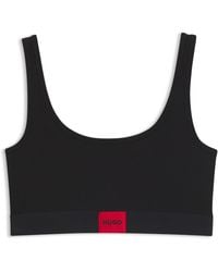 HUGO - Brassière en coton stretch avec étiquette logotée rouge - Lyst
