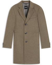 BOSS - Slim-Fit Mantel Aus Woll-Mix Mit Kaschmir - Lyst
