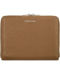 BOSS - Camel A5 Conference Folder In Pebble-textured Faux Leather - Lyst