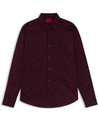 HUGO - Slim-Fit Overhemd Van Katoenen Popeline Met Print - Lyst