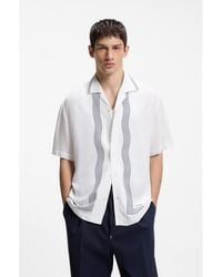 HUGO - Oversized-Fit Printed Shirt With Camp Collar - Lyst