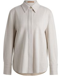 BOSS - Regular-Fit Overshirt aus Woll-Mix mit Baumwolle und Nadelstreifen - Lyst