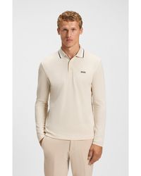 BOSS - Cotton-Piqué Polo Shirt With Contrast Logo - Lyst