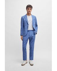 BOSS - Slim-fit Two-piece Suit In Checked Material - Lyst