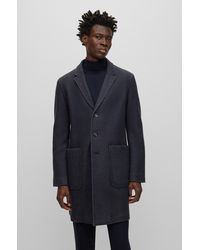 BOSS - Slim-fit Coat In A Micro-patterned Wool Blend - Lyst