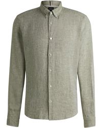 BOSS - Regular-Fit Button-Down-Hemd Aus Leinen - Lyst