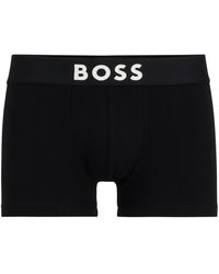 BOSS - Stretch-cotton Trunks With Logo Waistband - Lyst