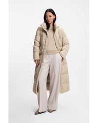 BOSS - Long-Length Padded Coat With Metallic Belt Detail - Lyst