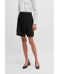 BOSS - Wrap-front Skirt In Virgin Wool With Pocket Detail - Lyst