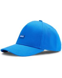 HUGO - Cotton-twill Cap With Blue Logo Patch - Lyst