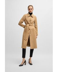 BOSS - Belted Formal Coat - Lyst