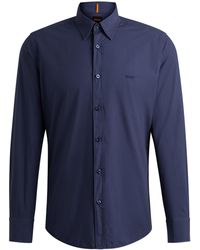BOSS - Regular-Fit Hemd aus Baumwoll-Popeline mit Kentkragen - Lyst