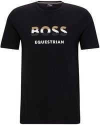 BOSS - Equestrian Short-Sleeved Stretch-Cotton T-Shirt With Logo - Lyst