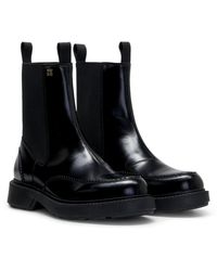 HUGO - Stacked-Logo Chelsea Boots - Lyst