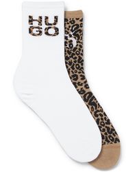HUGO - Two-Pack Of Regular-Length Socks With Leopard Details - Lyst