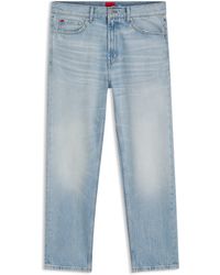 HUGO - Relaxed Tapered-Fit Jeans Aus Hellblauem Denim - Lyst