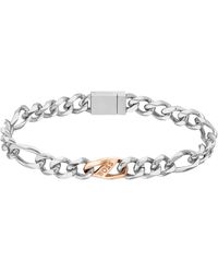 BOSS - Stainless-steel Figaro-chain Cuff With Branded Link Men's Jewellery Size S - Lyst