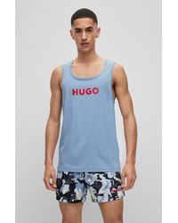 HUGO - Cotton Tank Top With Red Logo - Lyst