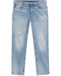 HUGO - Tapered-Fit Jeans Aus Hellblauem Used-Denim - Lyst