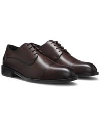 BOSS - Leather Derby Shoes With Cap Toe - Lyst