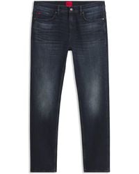 HUGO - Slim-Fit Jeans Van Stretchdenim Met Vintage Wassing - Lyst