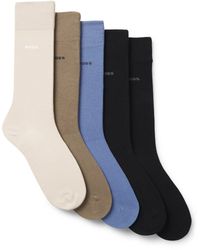 BOSS - Five-Pack Of Regular-Length Socks - Lyst