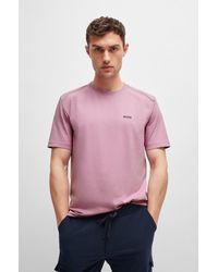BOSS - Stretch-cotton T-shirt With Crew Neckline And Logo Detail - Lyst