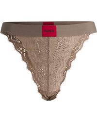 HUGO - Slip Aus Elastischer Spitze Mit Logo-Bund - Lyst