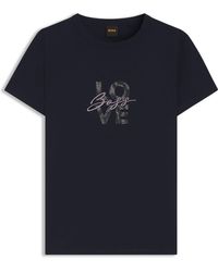 BOSS - Slim-Fit T-Shirt Van Katoenen Jersey Met Logo-Artwork - Lyst