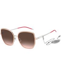 BOSS - Nude-frame Sunglasses With Forked Temples And Branded Chain - Lyst