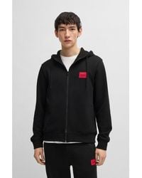 HUGO - Cotton-Terry Zip-Up Hoodie With Logo Label - Lyst
