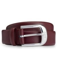 BOSS - Italian-made Grained-leather Belt With Logo Buckle - Lyst