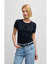 BOSS - Mercerised-Cotton T-Shirt With Double B Monogram - Lyst