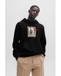 HUGO - Relaxed-fit Hoodie In French Terry With Dog Artwork - Lyst
