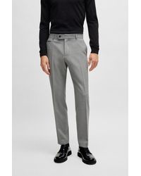 BOSS - Slim-fit Trousers In Wrinkle-resistant Melange Fabric - Lyst