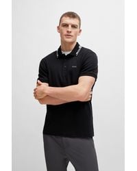 BOSS - Interlock-cotton Slim-fit Polo Shirt With Collar Graphics - Lyst