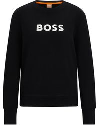 BOSS - Sweatshirt aus Baumwoll-Terry mit Kontrast-Logo - Lyst