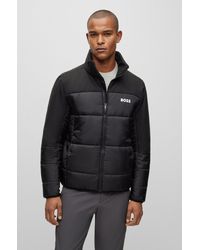 BOSS - Regular-fit Water-repellent Padded Jacket In Mixed Materials - Lyst