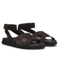 BOSS - Suede Sandals With Double B Monogram - Lyst