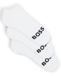 BOSS - Three-Pack Of Ankle-Length Socks With Contrast Logos - Lyst